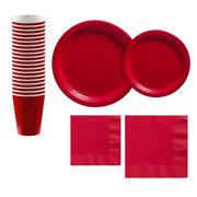 Red Paper Tableware Kit for 20 Guests